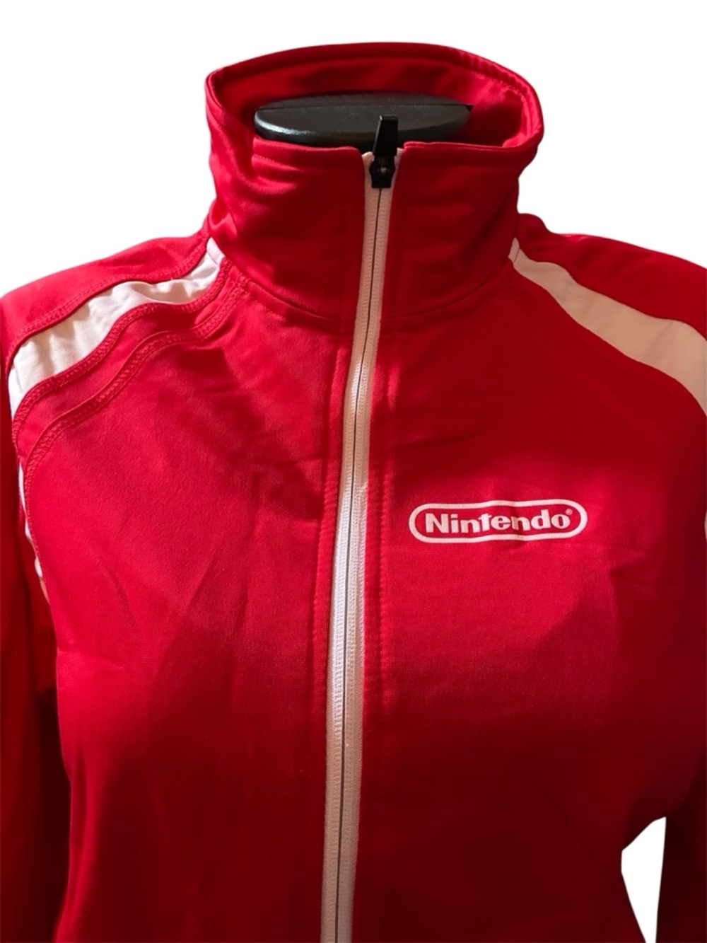 Nintendo Women’s Red Zip-Front Track Jacket with White Accents